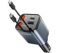 JGD-4 en1 Chargeur Allume Cigare Voiture USB C¿Câble Rétractable¿Chargeur Voiture avec USB-C/USB-A Chargeur Voiture Chargement Prise Allume Cigare 12V/24V Accesoire Voiture Car Charger pour iPhone An
