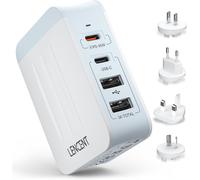 JGD-45W Adaptateur Prise Universelle, 2 PD Type-C+2 USB Prise Universelle Voyage, Chargeur Universel de téléphone avec Prise Cube Internationale pour iPhone, PC, UK US EU AUS