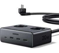 JGD-6 en 1 Multiprise Parafoudre et Surtension 3680W 2 Prise AC 4 USB avec Interrupteur Bloc Electrique USB C 20W Compatible avec iPhone 17 16 15 14 Galaxy S25 S24 S23 iPad MacBook Rallonge 1.3M