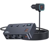 JGD-9 en 1 Multi Prise Chargeur Allume Cigare, 226W USB C Chargeur Allume Cigare 12V/24Vavec 3 Prise 4 QC3.0 & Dual PD, avec Affichage de Tension LED à Interrupteur Indépendan pour Tablette/Phone/GPS