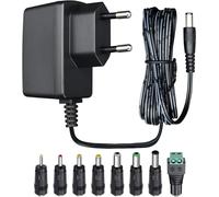 JGD-Adaptateur d'alimentation 12 V 0,5 A 1,8 m, Adaptateur de Commutation CA CC (entrée 100-240 V, Sortie 12 V 0,5 A), Prise de transformateur à Montage Mural avec 8 Prises interchangeables, homologu
