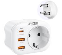 JGD-Adaptateur de Voyage Europe vers Inde, avec 2 Ports USB QC3,0 + 1 USB C PD Voyage vers Inde, Sri Lanka, Népal, Niger, Liban, Ghana, Myanmar, Sénégal Type D