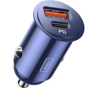 JGD-Allume Cigare USB C, 2 Ports 60W Charge Rapide Chargeur Voiture with USB C et A, Prise Allume Cigare 12V pour iPhone 16 15 14 13 12 Pro Max Mini Plus Samsung S24 Huawei iPad AirPods Switch, Bleu