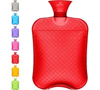 Jgd-Bouillotte Sans Housse - Grande Capacité 1,8 L - Bouillotte Eau Chaude Pour Soulagement De La Douleur, Dos, Cou Et Épaules & Nuits Chaudes Cosy (Rouge)