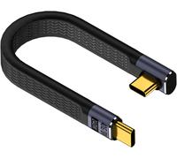 JGD-Câble court USB 4.0 C 40 Gbps vers fiche coudée à 90° - 240 W - Type C PD - Chargement rapide - Câble plat flexible - Pour smartphone Thunderbolt 4 Power Bank - 13 cm (courbure verticale)