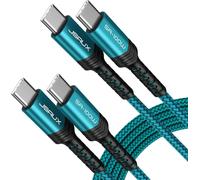JGD-Câble USB C vers USB C 100W/5A (Lot de 2, 2m+2m), Câble de Charge Rapide Compatible avec Nintendo Switch 2 iPhone 16 Pro Max Samsung Galaxy S25 S24 MacBook iPad Air Pro CarPlay - Vert
