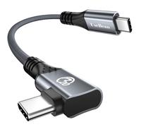JGD-Câble USB C vers USB C 240W 0.2M, Câble de données USB 3.2 Gen 2X2 20Gbps à Angle Droit, Charge Rapide PD 3.1 Type C vers C, Cordon vidéo 4K pour iPhone 15, Galaxy S24/S23, iPad MacBook Pro