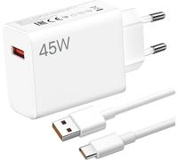 JGD-Chargeur 45W pour Xiaomi, Chargeur Rapide avec 1m Câble USB C Chargeurs Rapide xiao mi, pour Xiaomi Note 13 12 11 10 Pro Red Mi 13x Poco M6 X5 M5s M4 X3 F3 Mi 11 10t et Autres Appareils