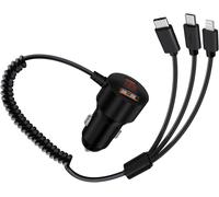JGD-Chargeur Allume Cigare USB C Rapide 230W PD 3.0 Chargeur Voiture avec Câble Répartiteur USB C 3 en 1 Spiralé pour Téléphone Portable, Tablette, Casques (1m)