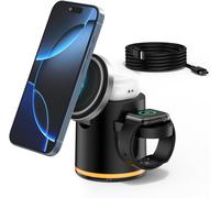 JGD-Chargeur Induction 3 en 1 pour iPhone,MagSafe Pliable Chargeur de Cube sans Fil avec Lampe,3 en 1 Station de Charge Rapide pour iPhone 16/15/14/13/12/11 Pro/Max,Apple Watch Série 1-10/SE,AirPods