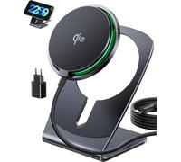 JGD-Chargeur Induction iPhone, 15W Certifié Qi2 Chargeur sans Fil Magnétique, Station de Charge Rapide Mag-Safe pour iPhone 17 16 15 14 13 12 Pro Max Mini AirPods 4 3 2 (avec Adaptateur USB C 20W)