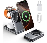 JGD-Chargeur Induction IPhone 3 en 1, Pliable Station de Charge Apple Rapide Wireless Charger avec Mag-Safe, 20W Adaptateur, Chargeur sans Fil pour IPhone 16/15/14/13/12/11/X, Apple Watch, AirPods