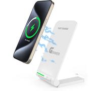 JGD-Chargeur Induction Stand, 15W Qi Certifié Wireless - Charge sans Fil Rapide à Double Bobine pour iPhone 16 15 14 13 12 11 Pro Max Samsung Huawei Xiaomi Google etc - Support téléphones