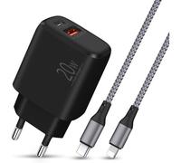 JGD-Chargeur iPhone , Câble Lightning de 2m avec Prise USB C 20W, Adaptateur Secteur Rapide PD et QC3.0 avec Câble Tressé en Nylon, Compatible avec iPhone 14/13/12/11/Pro/Max/SE/XR/XS/X/8, iPad