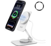 JGD-Chargeur Magnétique sans Fil pour Samsung Galaxy S25 Ultra/S24, Support de Chargeur Mag-Safe Pliable pour iPhone 16/15/14/Pixel 10/9 Pro/8, Support Magnétique en Aluminium pour Charger Android