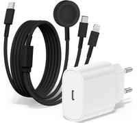 JGD-Chargeur pour Apple Watch, Chargeur Rapide magnétique 20w pour Apple iWatch, câble Original 3 en 1 Multi-Charge (2M) Compatible avec Les séries de Montres Ultra 2/SE/10/9/8/7/6/5,iPhone 16/15/14