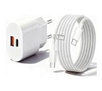 JGD-Chargeur Prise USB C,2-Port 25W Chargeur USB Multiple Secteur Adaptateur avec Nylon Câble Lightning 1.8m pour iPhone 17 16 15 14 13 12 11 Pro/Pro Max/Plus,Mini X XS,iPad,Samsung Galaxy S25 S24 Ul