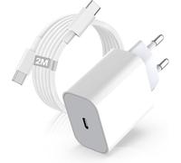 JGD-Chargeur Rapide pour iPhone 17 16 Pro, 20W USB C avec Câble USB C vers Lightning 2M, Adaptateur Secteur Mural Compatible avec iPhone 17 Pro Max/17 Air/16 Plus/15/14/13, iPad, AirPods, Samsung, Ty