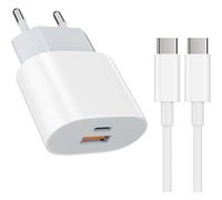 JGD-Chargeur Rapide USB Type - C 25W Adaptateur de Charge Alimentation Chargeur USB Type - C 15W avec câble de Charge Rapide 2M (Blanc) pour: iPhone 17 16 15 Pro/Max/Plus Samsung Galaxy s25 S23 s22