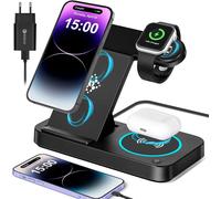 JGD-Chargeur sans Fil 15W - 4 en 1 Chargeur Induction Rapide avec 18W Adaptateur QC 3.0 pour Phone Apple 14 13 12 11 Watch Serie E 6 5 écouteurs