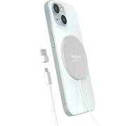 JGD-Chargeur sans Fil Magnétique 2-en-1 avec MagSafe - Design Ultra-Fin en Alliage d'Aluminium - Chargeur Rapide Compatible pour iPhone 17/16/15/14/13/12 et AirPods 4/3/2/Pro-Argent Titane