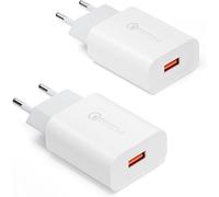 JGD-Chargeur USB 2 Pièces, Quick Charge 3.0 Chargeur Rapide Adaptateur de Charge 6V/3A Prise Secteur pour Samsung Galaxy S23/S22/S21/S20/S10/S9/S8/A51/A14, iPhone, iPad, Huawei, Xiaomi, LG et Autres