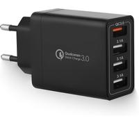 JGD-Chargeur USB, 4-Ports USB Chargeur Adaptateur Secteur avec 33W Intelligent QC 3.0 Chargeur Rapide Multiprise pour Samsung Galaxy S23 S22 S21 S20FE S10 A14 A51,iPhone 15 14 13 12 11 Pro X 8 7