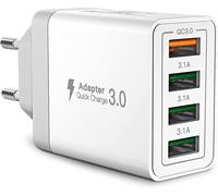 JGD-Chargeur USB, 40W Prise USB Multiple 4 Ports Bloc Chargeur Rapide Samsung QC3.0 Chargeur SecteurUSB Adaptateur pour iPhone 16 15 14 13 12 8 XR Samsung S24 Ultra S23 S22 S21 iPad Xiaomi Huawei Goo