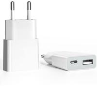 JGD-Chargeur USB 5V/1A 2Port Mini USB Mural Chargeur Secteur USB Adaptateur de Prise Universel Compatible avec iPhone, Sam Sung, Nexus, Nokia, Huawei, Xiaomi, HTC, Sony (Thickness 1.45cm/2 Pack)