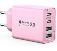 JGD-Chargeur USB C, 40W 4 Port Prise USB C Chargeur Rapide, Multi USB Secteur PD20W + QC 3.1A Type C Adaptateur Compatible avec 11/12/13/14/15 Pro Max Series/Samsung Galaxy S22/S23/S24/Smartphone/Tab