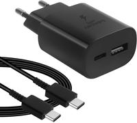 JGD-Chargeur USB C, Prise Rapide 25W avec Câble USB-C Compatible avec Samsung Galaxy S25/S24/S23/S22/S21/20 Ultra/Plus/FE/S10/A55/A54/A53/A40/A33/A15/Z Fold6/Flip6, PD+QC Multiple Secteur Adaptateur