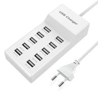 JGD-Chargeur USB Multi-Port, Prise d'alimentation USBA 10 Ports Charge Rapide USB Multi-Ports 40W Compatible avec iPhone 12/13/14/15/16/Samsung S21/S22/S23/S24/Xiaomi/Huawei/Oppo/OnePlus/autres appar