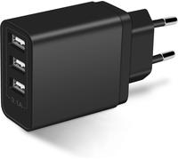 JGD-Chargeur USB Multiple, Embout Prise USB-A 15,5W 3-Port Adaptateur Secteur 5V3,1A/2A/1A Universel Mural Bloc Chargeur Compatible avec Téléphones Portables Samsung iPhone Xiaomi Tablettes (Noir)