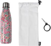 Jgd-Cook Concept - Ka4650 - Coffret Bouteille Isotherme Fleurie - Avec Mousqueton Amovible - Inox - Chaud/Froid - Dimensions : 6.5 X 6.5 X 25.2 Cm Cuisine À Emporter