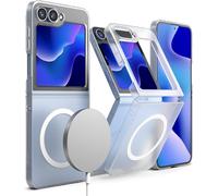 JGD-Coque Compatible avec Samsung Galaxy Z Flip 6 / Z Flip 7 FE Étui Case Accessoires [Slim Magnetic] 1.3mm Ultra Fine Thin Transparente Solide Rigide Protection - Magnetic Matte Clear