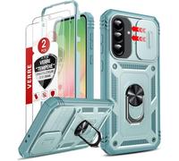 JGD-Coque pour Samsung A56 / A36 5G, avec 2*Verre Trempé+Anneau Support, Full Protection de la Caméra en PC Dur Anti-Chut Renforcée Armor Heavy Duty Antichoc Bumper Housse EtuiVert