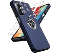 JGD-Coque pour Samsung Galaxy A26 / A 26 5G avec 2 Verre Trempé 2 Protection Camera, Telephone 256 Go/128 de Housses Protection Téléphone Case Portables Silicone Antichoc et Anneau Étui - Bleu