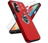 JGD-Coque pour Samsung Galaxy A26 / A 26 5G avec 2 Verre Trempé 2 Protection Camera, Telephone 256 Go/128 de Housses Protection Téléphone Case Portables Silicone Antichoc et Anneau Étui - Rouge