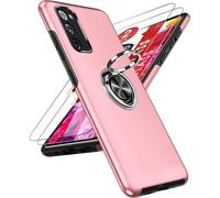 JGD-Coque pour Samsung Galaxy S20 FE 5G/4G avec 2 Verre Trempé Vitre Protection et Anneau Telephone, Militaire PC et TPU Silicone Etui Antichoc Housse pour Samsung Galaxy S20FE 5G/4G - Rose