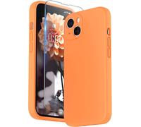 JGD-Coque Silicone Liquide Compatible avec iPhone 13 6,1 Pouces, Protection Individuelle pour Chaque Objectif Épaissie Silicone Premium Etui pour iPhone 13 6,1 Pouces (Marigold Orange)