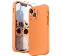 JGD-Coque Silicone Liquide Compatible avec iPhone 13 Mini 5,4 Pouces, Protection Individuelle pour Chaque Objectif Épaissie Silicone Premium Etui pour iPhone 13 Mini 5,4 Pouces (Marigold Orange)