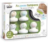 JGD-Créa Lign Mes Premiers Tampons Animaux de la Ferme Coffret Créatif pour Tout-Petits dès 12 Mois 5 Tampons en Mousse + 1 Encreur Lavable Développe la Motricité Fine et la Créativité