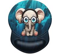 JGD-Ergonomic Mouse Pad with Gel Wrist Rest, Desktop Comfort Office Supplies Mouse Pad, Smooth Surface Non-Slip PU Base,8.7 x 7.2 in,Pretty Elephant