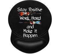 JGD-Ergonomic Mouse Pad with Gel Wrist Rest, Desktop Comfort Office Supplies Mouse Pad, Smooth Surface Non-Slip PU Base,8.7 x 7.2 in,Inspirational Quote Black