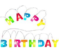 Jgd-Guirlande Lumineuse À Del Happy Birthday, Lettres Lumineuses Multicolores Pour Décorations Suspendues Pour Fête D'anniversaire (Format Lettre 1,2"", Longueur 3 ', Sans Piles)