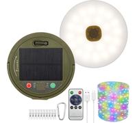 Jgd-Guirlande Lumineuse Solaire De Camping De 10 M, Enroulable, Rechargeable Par Usb, 2000 Mah, 8 Modes D'éclairage, Protection Ip65 Contre Les Projections D'eau Et Rangeable, Portable Pour Camping