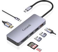JGD-Hub USB C 7 en 1 avec HDMI, USB3.2 10 Gbps, 2 USB 2.0, 100 W PD, lecteur de carte SD/TF, pour MacBook Pro/Air 13/14/15/16, adaptateur multiport universel de type C (gris)