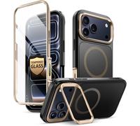 JGD-i-BLASON Ares Coque pour iPhone 17 Pro Max 6,9"" 2025 avec Support [MagSafe Compatible] [Protection d'Ecran Verre Trempé] [Bouton Caméra Compatible] Protection Intégrale Robuste Magnétique (Desert