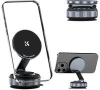 JGD-K&F CONCEPT Support Telephone Voiture Magnetique à Vide pour Voiture, Support à Ventouse Rotatif à 360°, Pliable et Réglable, Compatible avec iPhone 17/16/15/14/13/12 Pro/Pro Max & Android