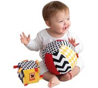 JGD-magdum SET 2 PCS Cube D'activité Bébé et Balle Bebe - Jouet Montessori Bebe 6-12 Mois - Cube A Empiler Bebe - Cube Montessori - Jeux Eveil Bebe 6 Mois - Cube Bebe - Jouet De Dentition Pour Bébé